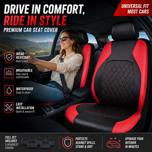 🚗✨9-delige set lederen autostoelhoezen – universele pasvorm, ademend en gemakkelijk schoon te maken voor een perfect interieur