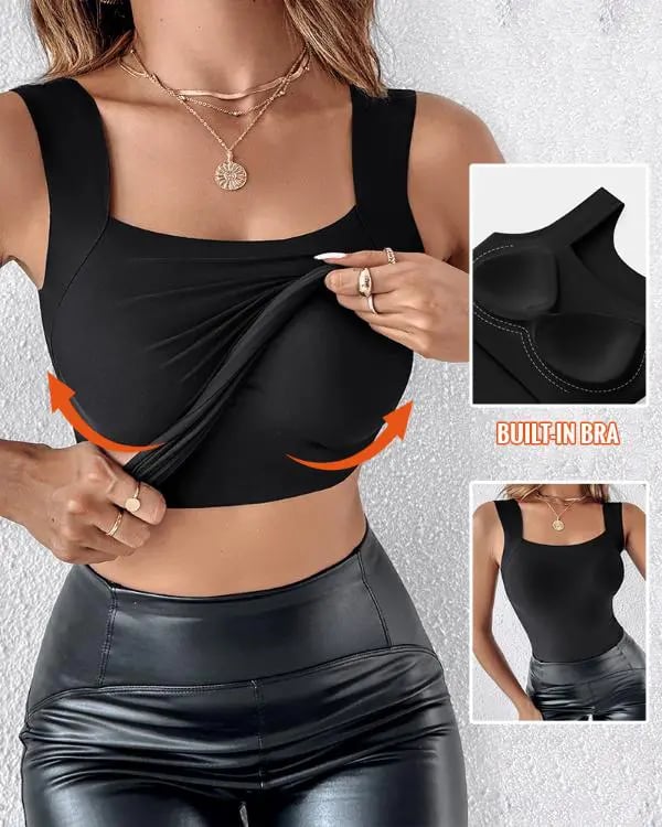 🔥Laatste dag uitverkoop 50% UIT 💐Vrouwen Thermisch Tanktop met U-hals en met Ingebouwde BH