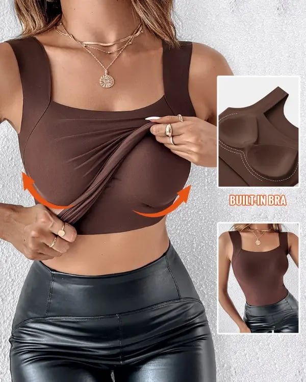 🔥Laatste dag uitverkoop 50% UIT 💐Vrouwen Thermisch Tanktop met U-hals en met Ingebouwde BH