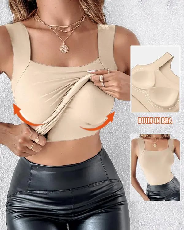 🔥Laatste dag uitverkoop 50% UIT 💐Vrouwen Thermisch Tanktop met U-hals en met Ingebouwde BH