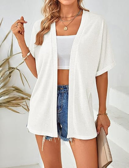 👚 50% RABATT NU! ☀️ Flödande Kortärmad Cardigan – Lättvikt, Andningsbar & Ansträngningslöst Chic – Sommarbasvara 🌿