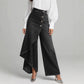 👖 50% RABATT NU! ✨ Asymmetrisk Wrap Denim Kjolbyxor – Högmidjad, Vida Ben & Dekorativ Knäppningsplåt 🌟