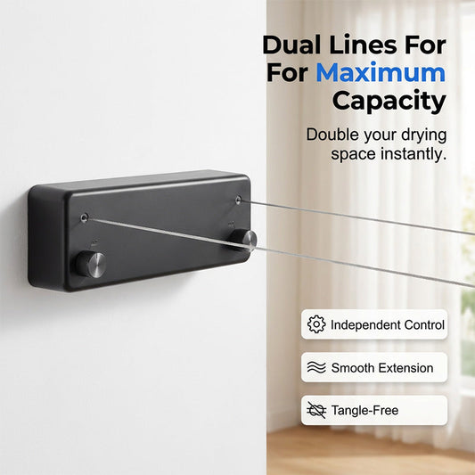 Utdragbar väggmonterad torklina