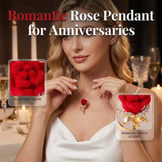 26 nya modeller 🌹 Nu med 50 % rabatt! 💎 Elegant halsband med röd ros – utsökt design, allergivänligt material, perfekt både till vardags och som present ✨