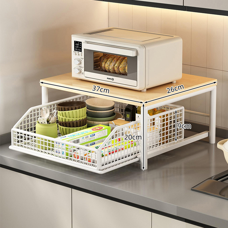🍳 50% KORTING – 2-Laags Magnetronrek met Uitschuifbare Lade – Creëer Extra Keukenruimte Zonder Rommel